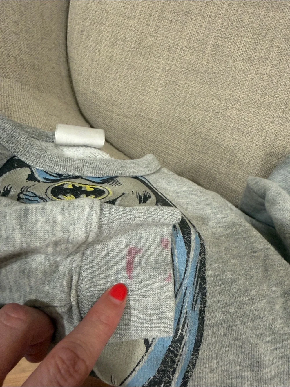 GAP Gray Sweatshirt with Blue & Yellow Batman Graphic